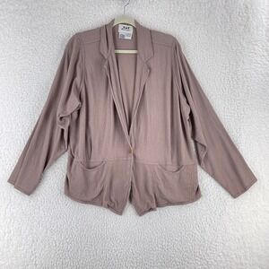 FLAX‎ Tan 1 Button Jacket Womens Long Sleeve Collared Oversized Size Large